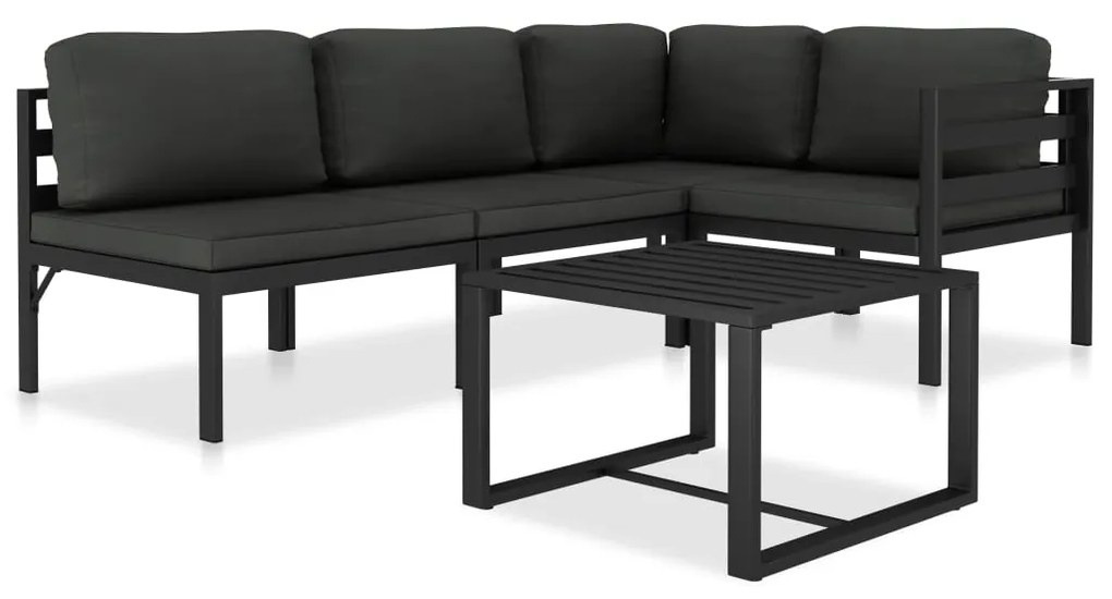 vidaXL Set mobilier de grădină cu perne, 5 piese, antracit, aluminiu