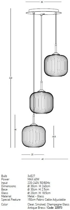 Lustra cu 3 pendule design modern Fannel MIX