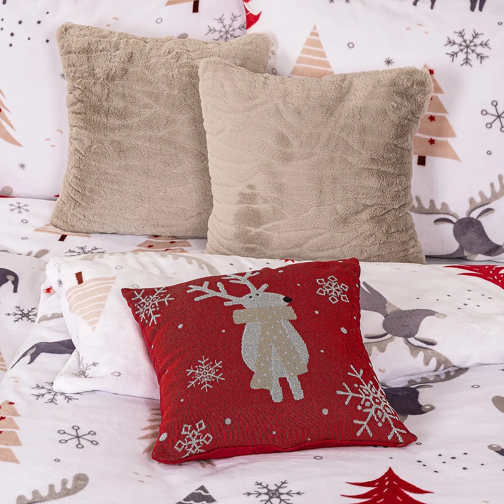 Lenjerie de pat din micro-flanelă 4Home Cute reindeer, 140 x 200 cm, 70 x 90 cm