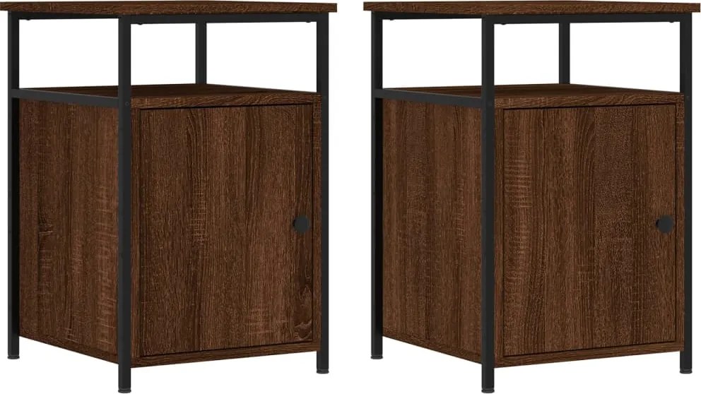 vidaXL Noptiere, 2 buc., stejar maro, 40x42x60 cm, lemn prelucrat