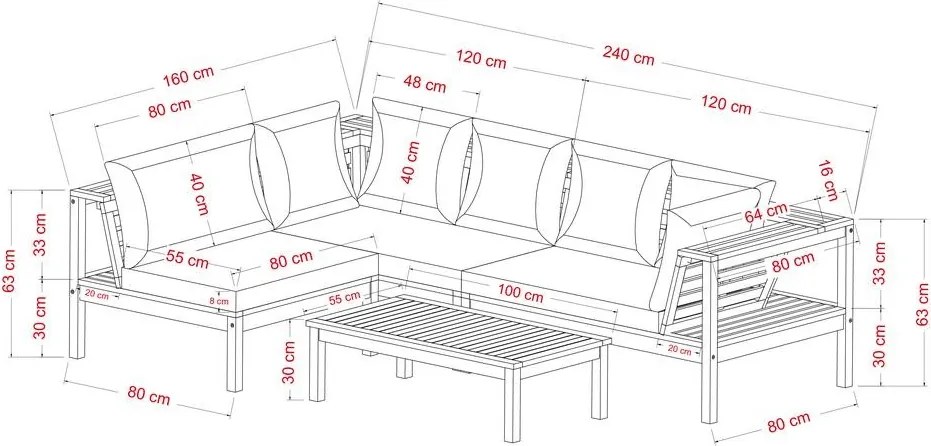 Set mobilier de grădină din lemn de salcâm Avenberg ALTORA