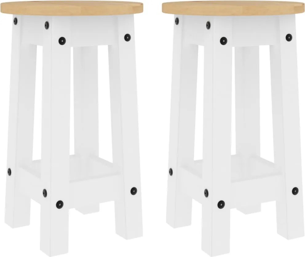 vidaXL Scaune de bar, 2 buc., alb, lemn masiv de pin