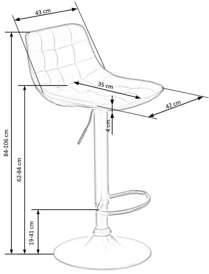 Scaun de bar Kinsley, galben