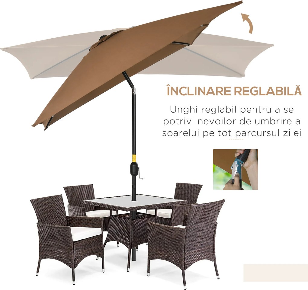 Outsunny Umbrela de Gradina Dreptunghiulara 195×295 cm – Alb | Aosom Romania
