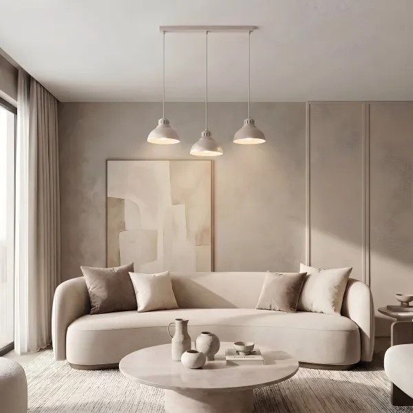 Lampă suspendată SVEN cu cablu, 3xE27/15W/230V, crem