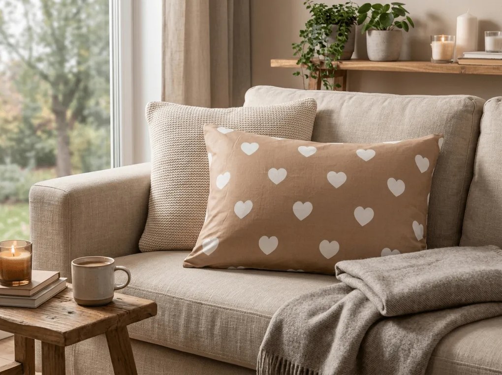 Fata de perna din microfibra CARAMHEART 50x70 cm, maro