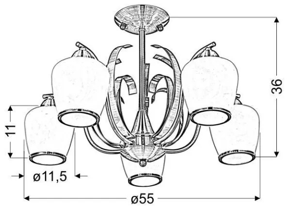 Lustră pe tijă OPERA 5xE27/60W/230V