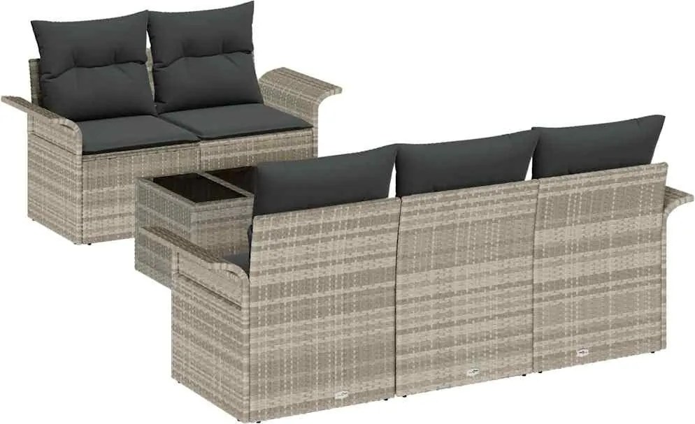 vidaXL Set de canapele pentru grădină 6 pcs Gri deschis și gri închis