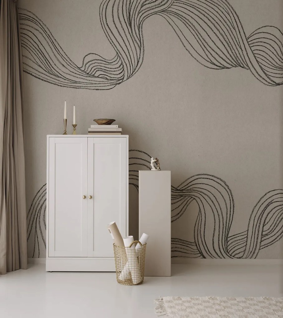 Fototapet, Stripes by Hand, Graphite, Rebel Walls