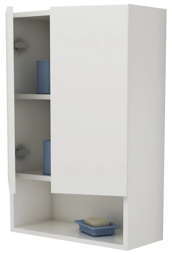 Corp Baie Zed, Suspendat, 2 Usi, Alb lucios/Alb, MDF, L 48 x l 22 x H 72 cm