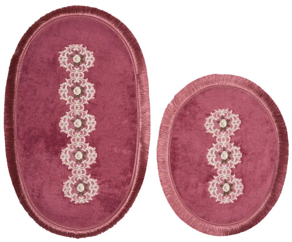 Set covorase de baie 2 piese, Alanur Home, ALN_E4_806, Poliester, Fucsia