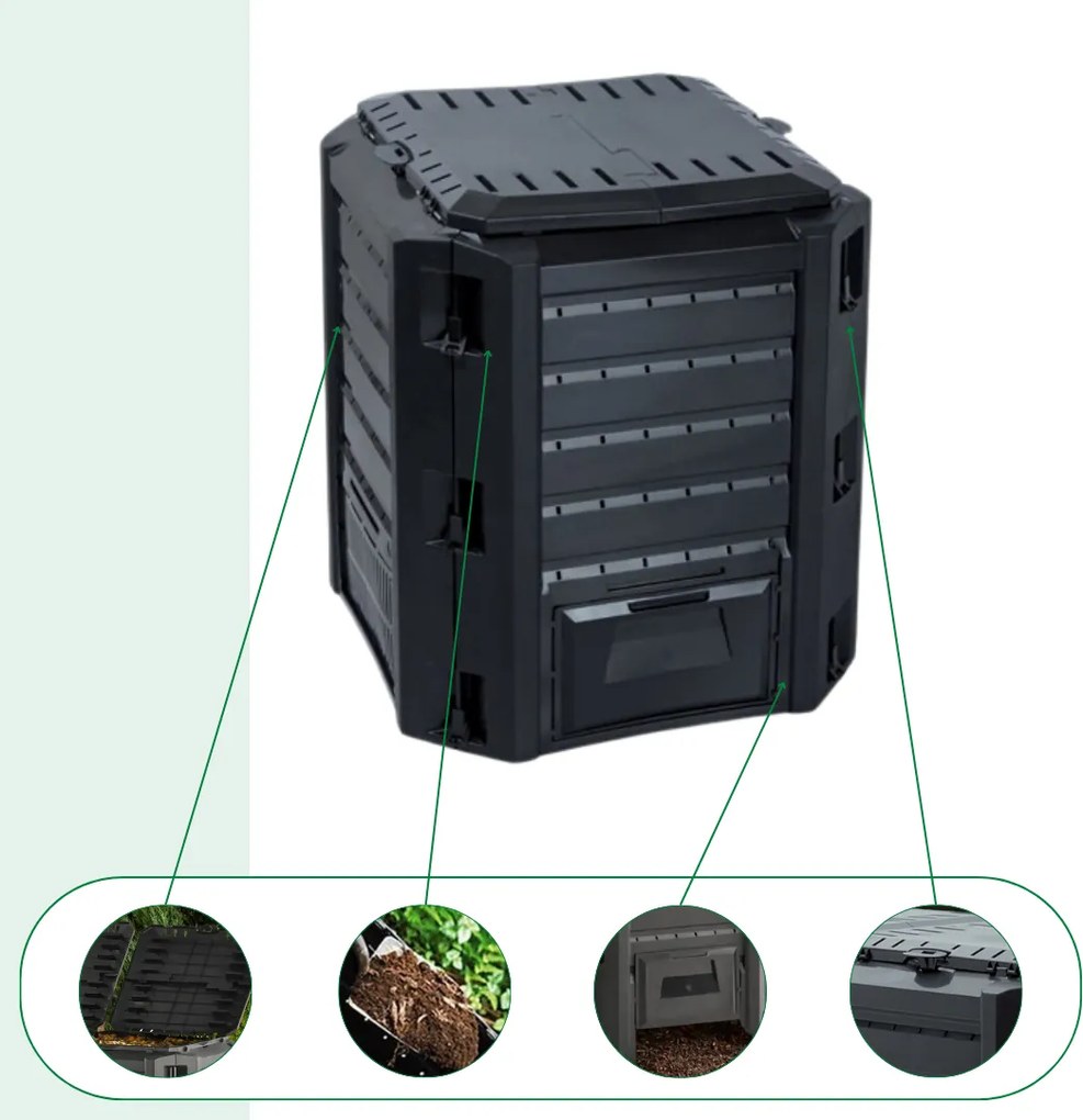 Compostor de grădină - Compogreen 380 l, negru Prosperplast