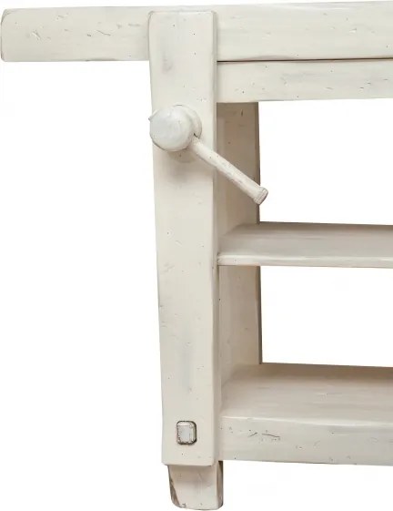 Banc de tamplar, L184 74 H92 cm, 4 sertare, alb antic, lemn masiv