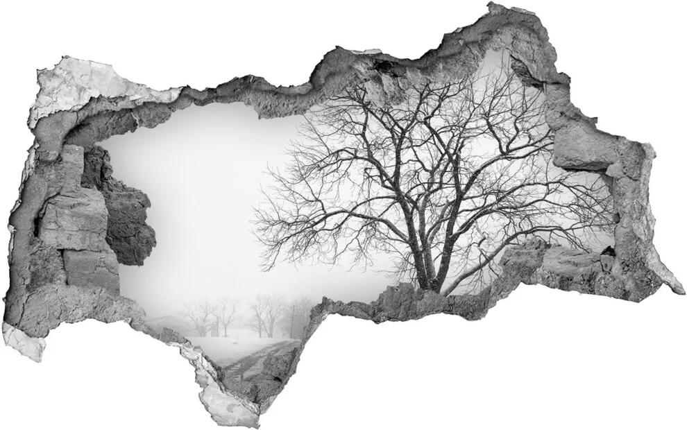 Autocolant 3D gaura cu priveliște Copac în timpul iernii