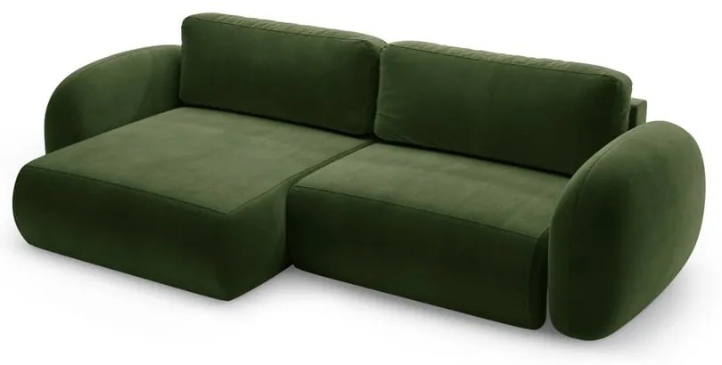 Colțar verde extensibil/cu spațiu de depozitare cu tapițerie din catifea Tonale – Cosmopolitan Design