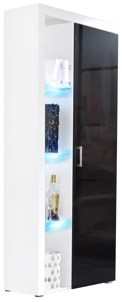 Dulap cu rafturi Magnolia MA2 (Alb + Negru lucios ) (fără iluminat). 1058274