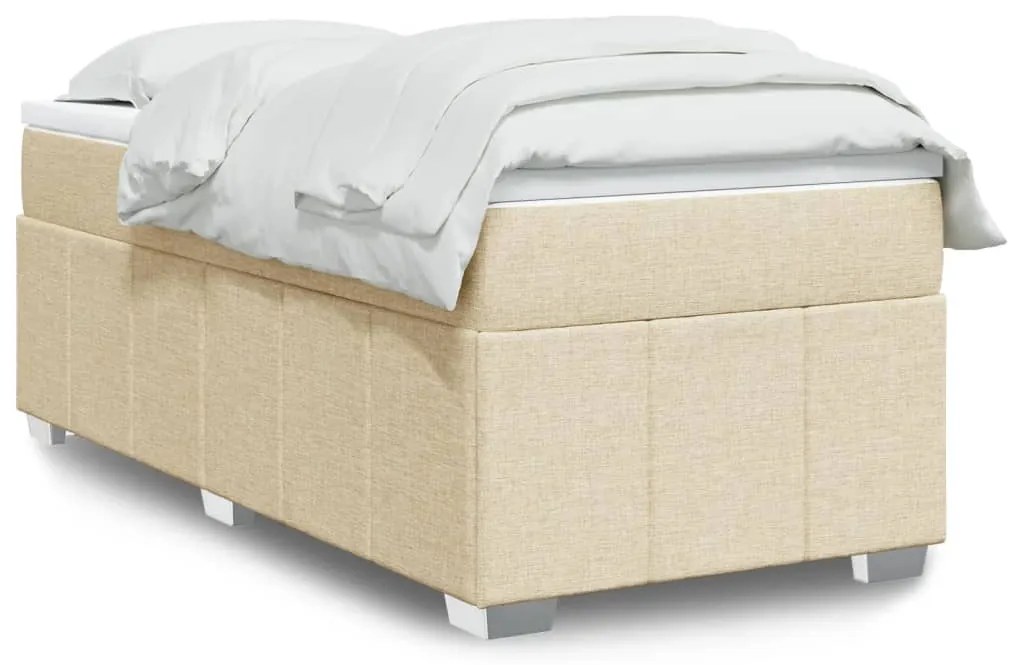 vidaXL Pat box spring cu saltea, crem, 80x200 cm, textil