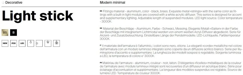 Lustra LED minimalista design liniar Light stick negru