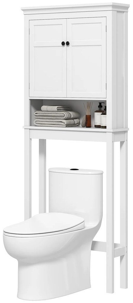 HOMCOM Mobilier WC deasupra toaletei mobilier mașină de spălat dulap 2 uși rafturi reglabile alb | Aosom Romania