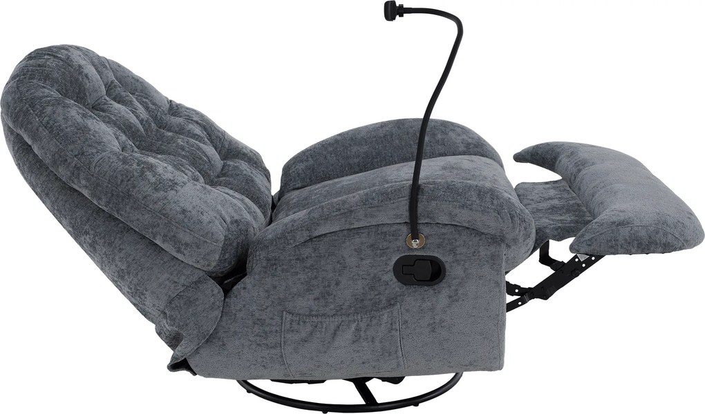 Scaun pivotant de lux, cu balansare, gri, DELMOR