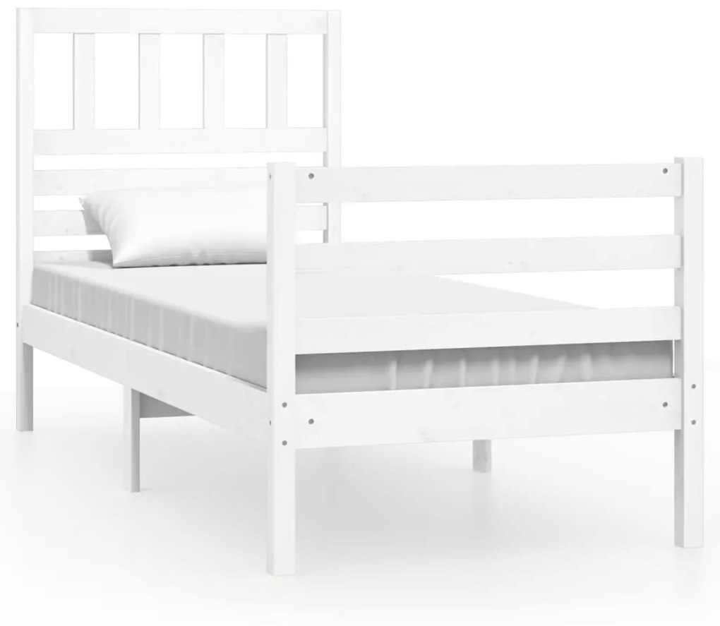 3101079 vidaXL Cadru de pat, alb, 100x200 cm, lemn masiv