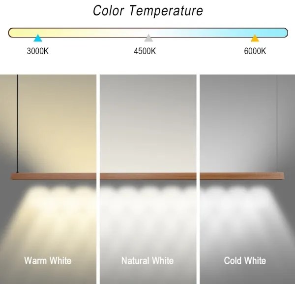 Immax NEO 07305L - Lustră LED dimabilă pe cablu MADEIRA, 44W/230V, Wi-Fi Tuya, 202 cm, stejar