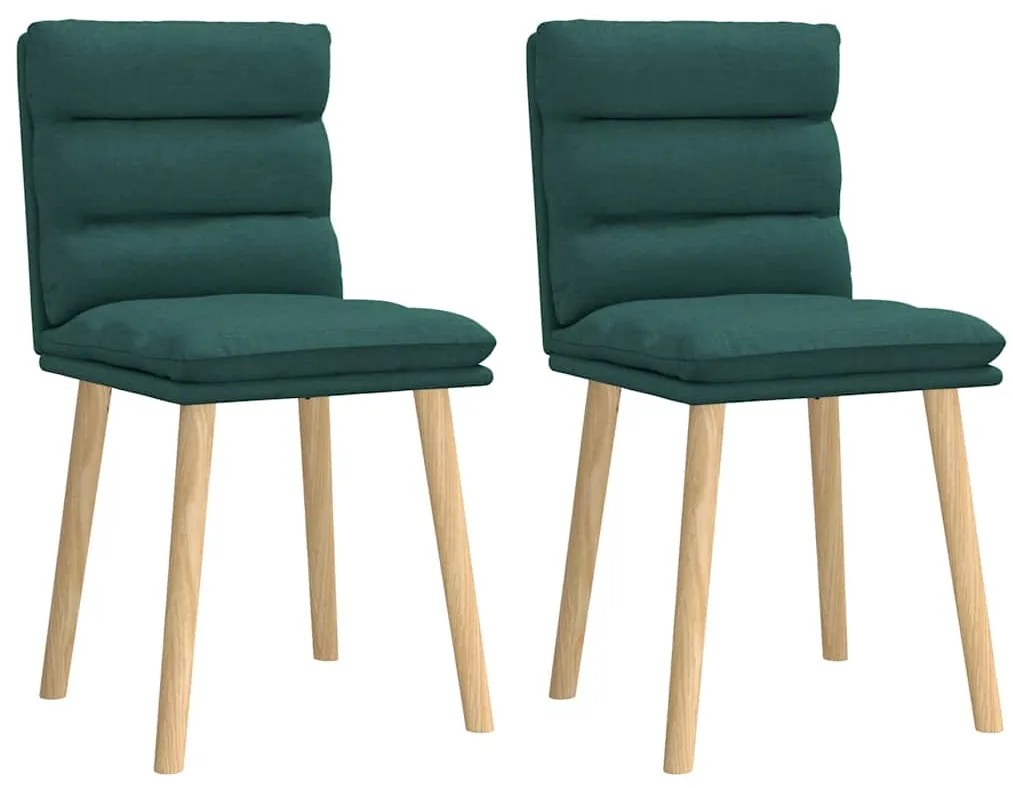 vidaXL Scaune de bucătărie, 2 buc., verde închis, material textil