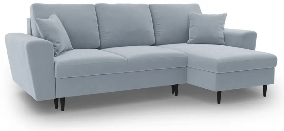 Colțar albastru deschis extensibil, cu spațiu de depozitare cu tapițerie din catifea Kyoto – Cosmopolitan Design