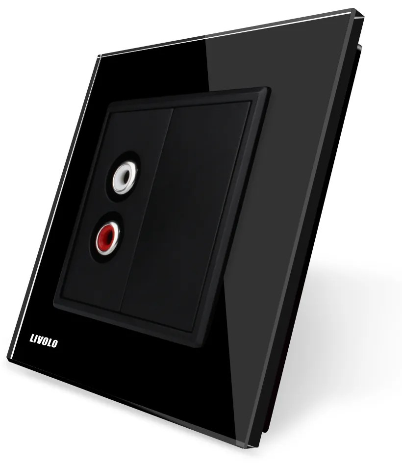 Priza simpla audio Livolo cu rama din sticla