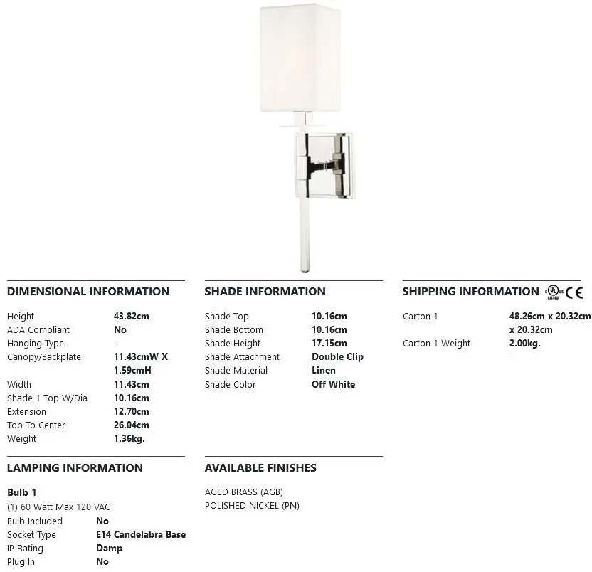 Aplica de perete design clasic TAUNTON nichel lustruit