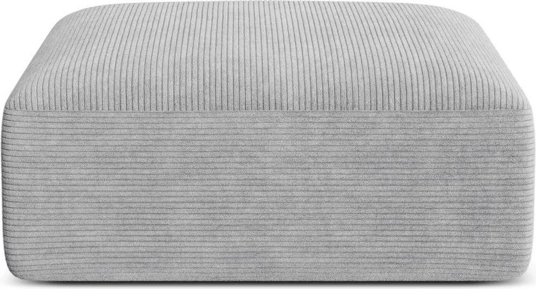 Taburet gri deschis cu tapițerie din catifea reiată Campi – Cosmopolitan Design