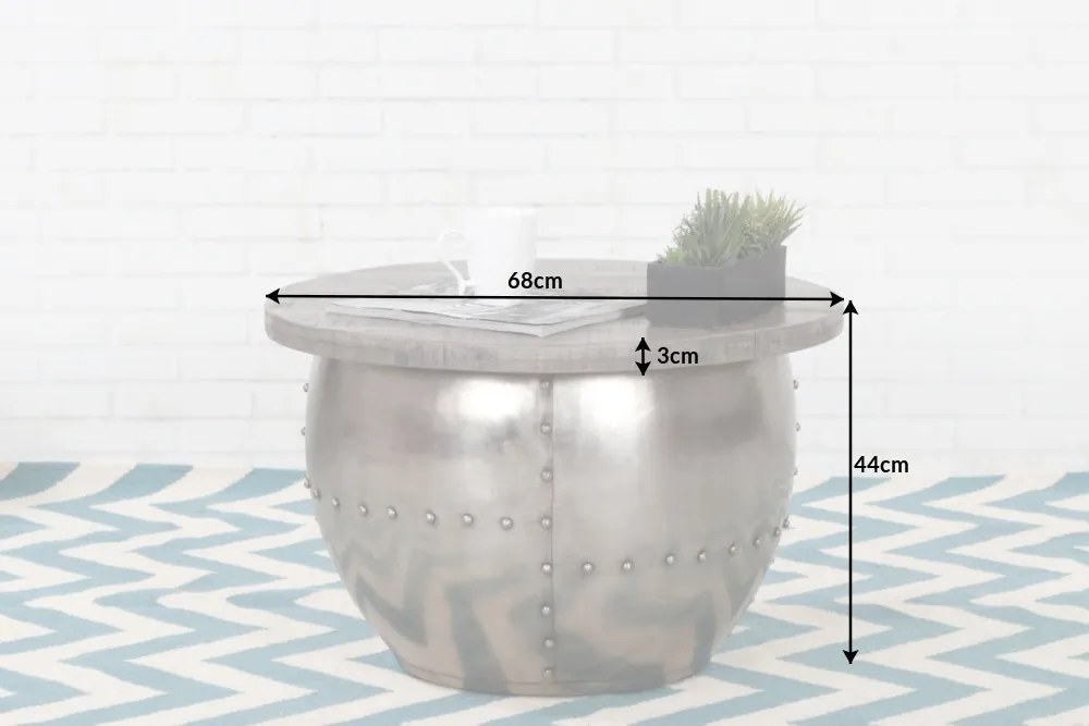 Masuta design industrial cu spatiu de stocare Drump Storage, gri A-38948 VC