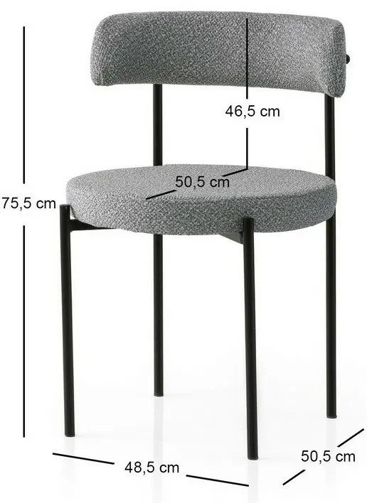 Set de scaune de sufragerie Gini Dark Grey andBlack, 2 buc.