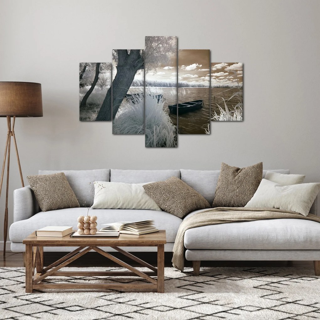 Tablou cu barca pe lac (150x105 cm)