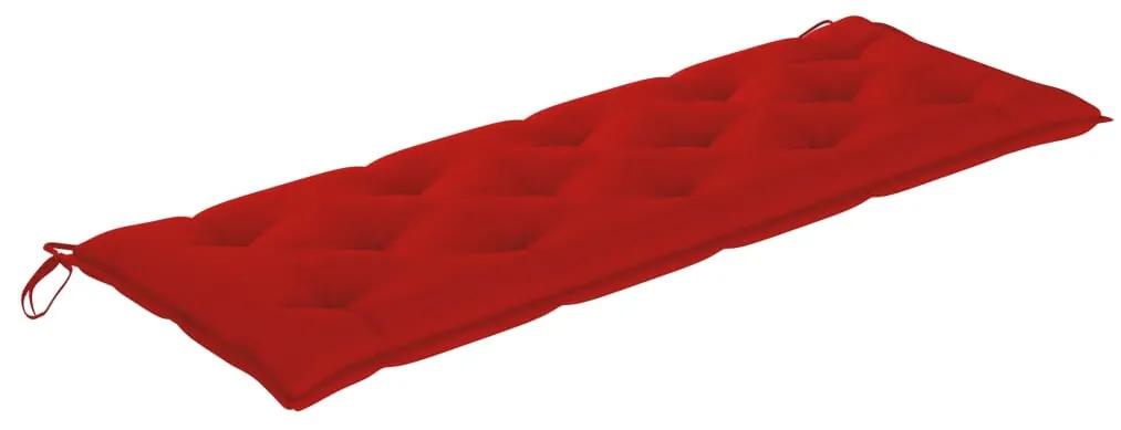 3062202 vidaXL Bancă Batavia cu pernă roșie, 150 cm, lemn masiv tec