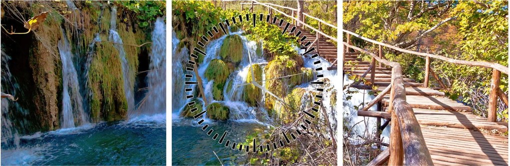 Tablou - Intrare in cascade (cu ceas) (90x30 cm)
