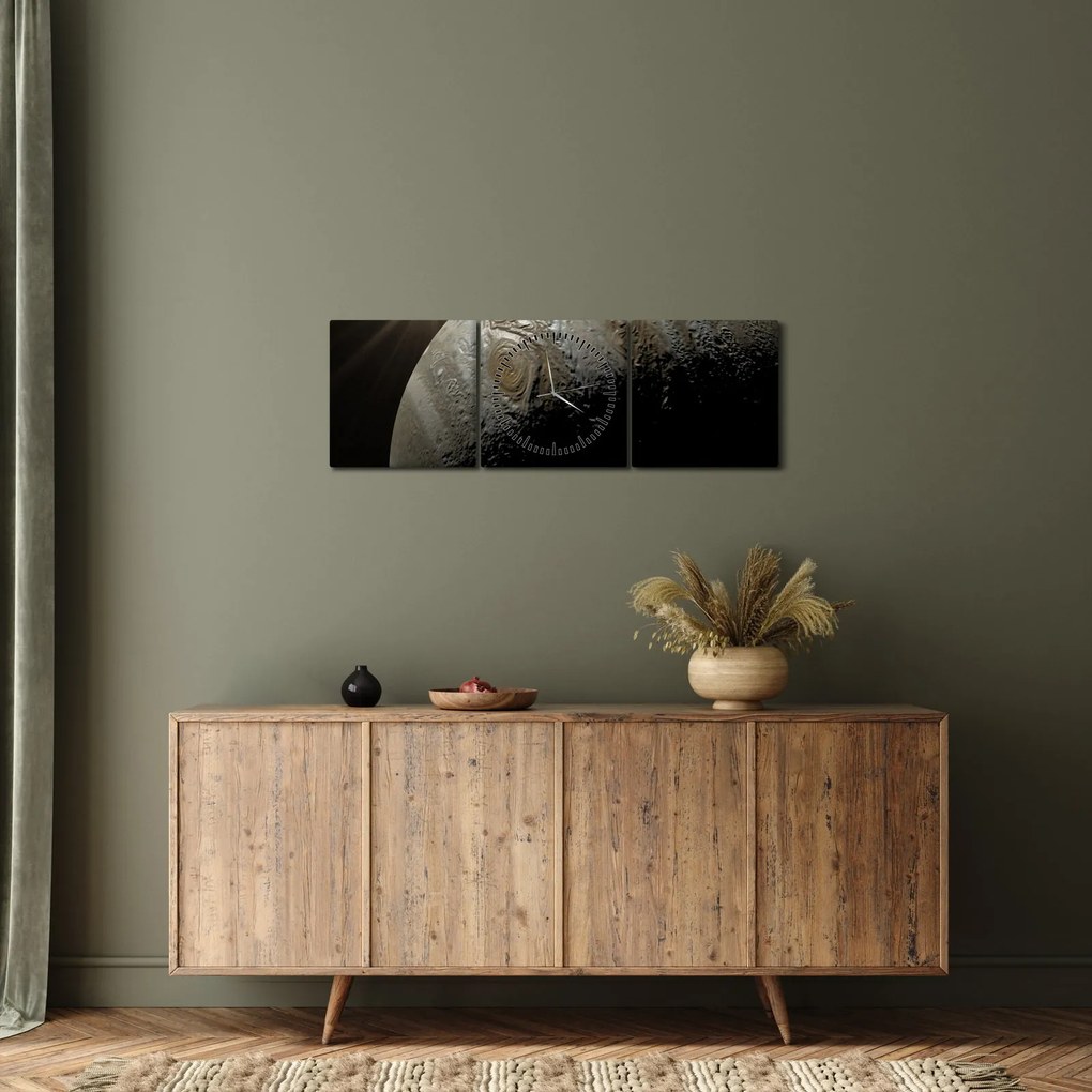Tablou cu planetă în cosmos (cu ceas) (90x30 cm)