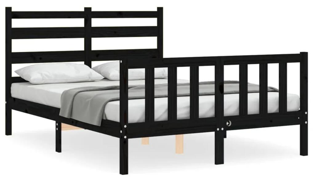 3192015 vidaXL Cadru de pat cu tăblie dublu, negru, lemn masiv