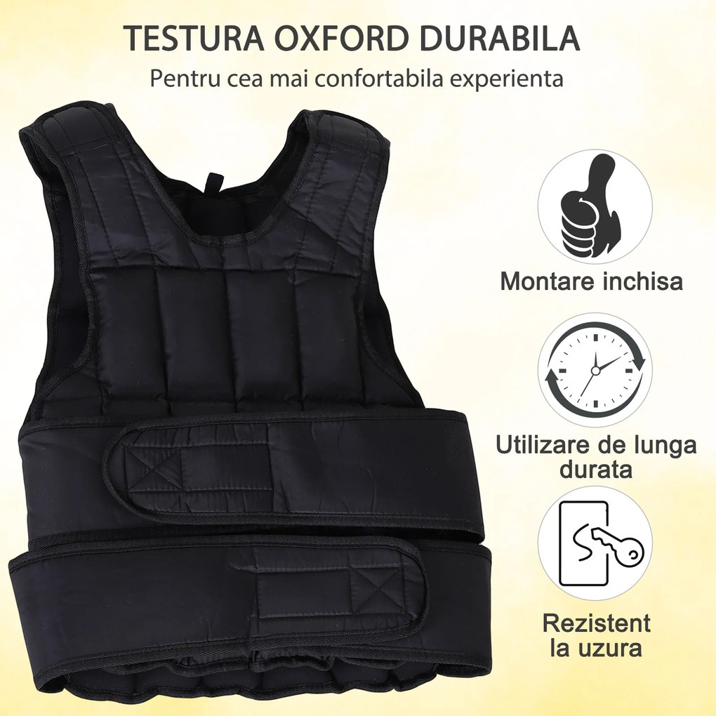 HOMCOM Vesta ponderata 20kg cu 38 Greutati, Captuseala si Inchideri cu Velcro