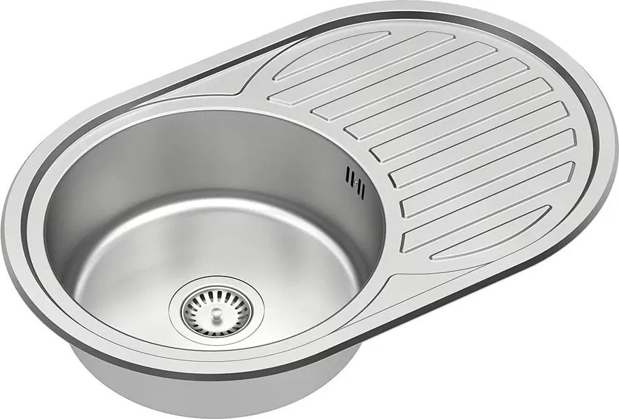 hiuveta inox Quadron Tom 211 cu o cuva fara picurator finisaj inox texturat 77x50 cm