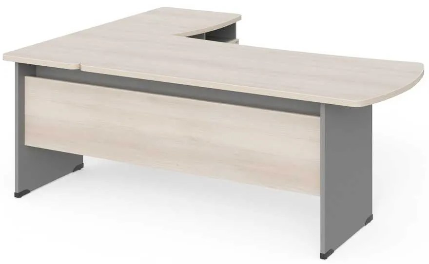 Statie de lucru de colt Manager 200 x 160 cm, dreapta, salcâm deschis / gri