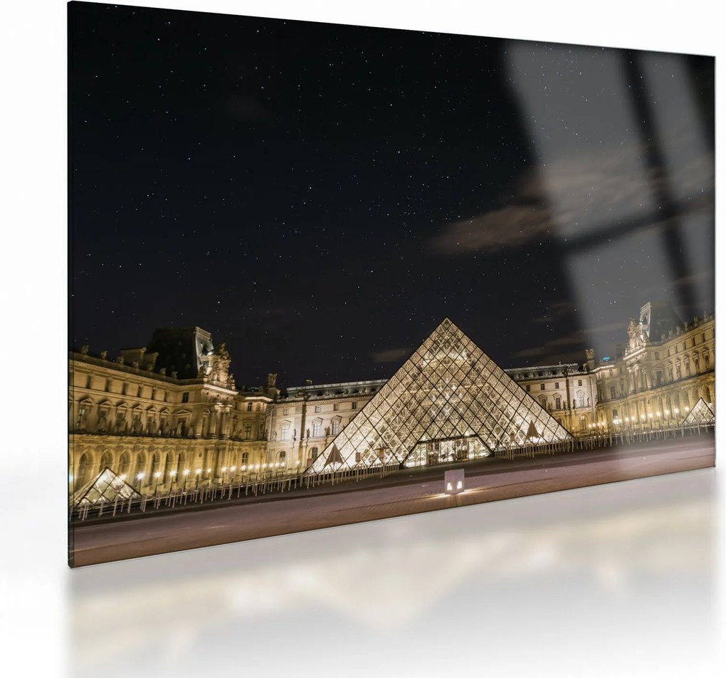 Tablou pe sticlă - Louvre nocturn (70x50 cm)