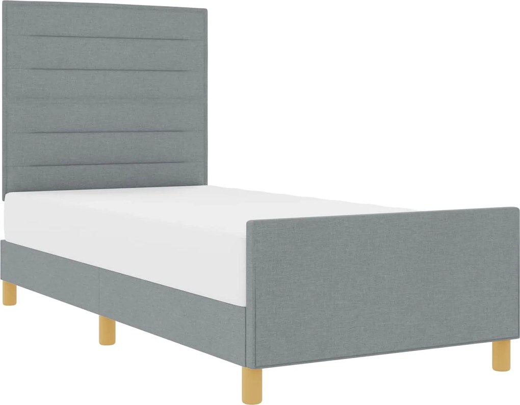 vidaXL Cadru de pat cu headboard Gri deschis 100 x 200 cm țesătură