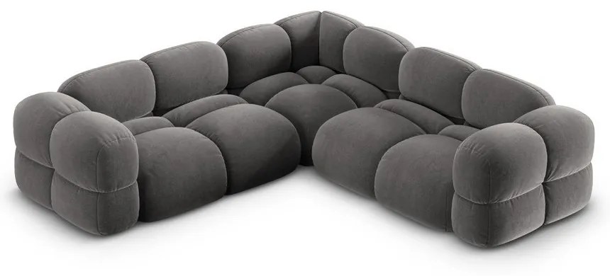 Colțar gri cu tapițerie din catifea Loretto – Cosmopolitan Design