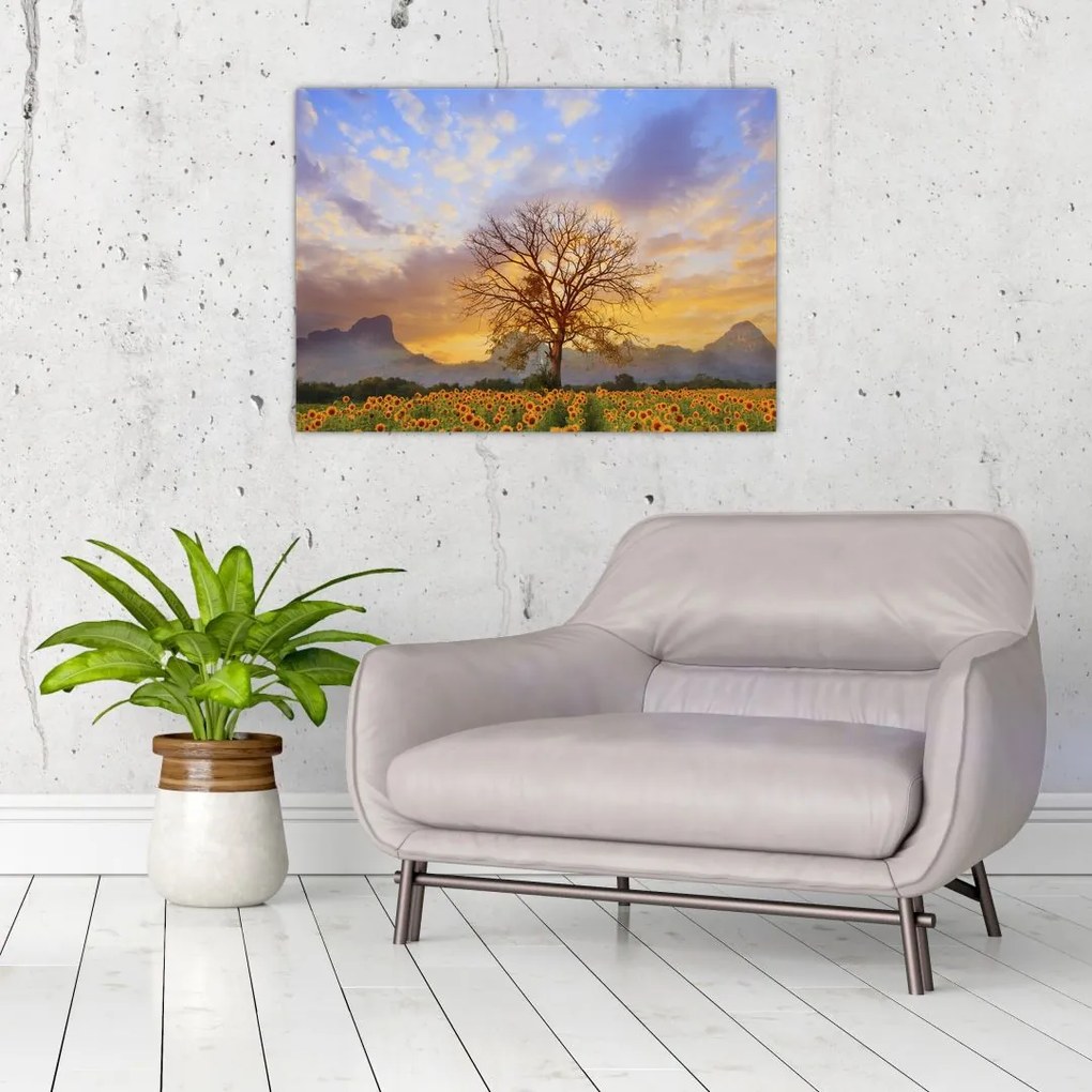Tablou - Peisaj cu floarea soarelui (70x50 cm)