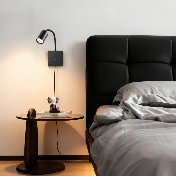 Immax 08295L - Lampă de perete PUNTO cu USB, 1xGU10/9W/230V, neagră
