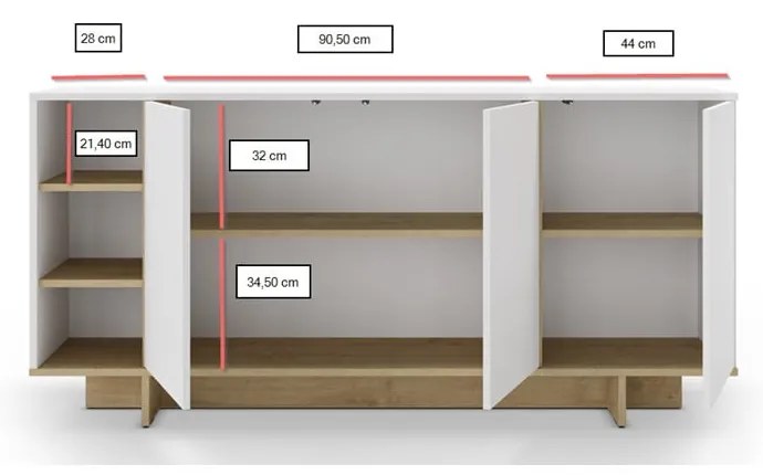 Comodă în culoare naturală joasă cu aspect de lemn de stejar 170x80 cm Cequoia – Marckeric