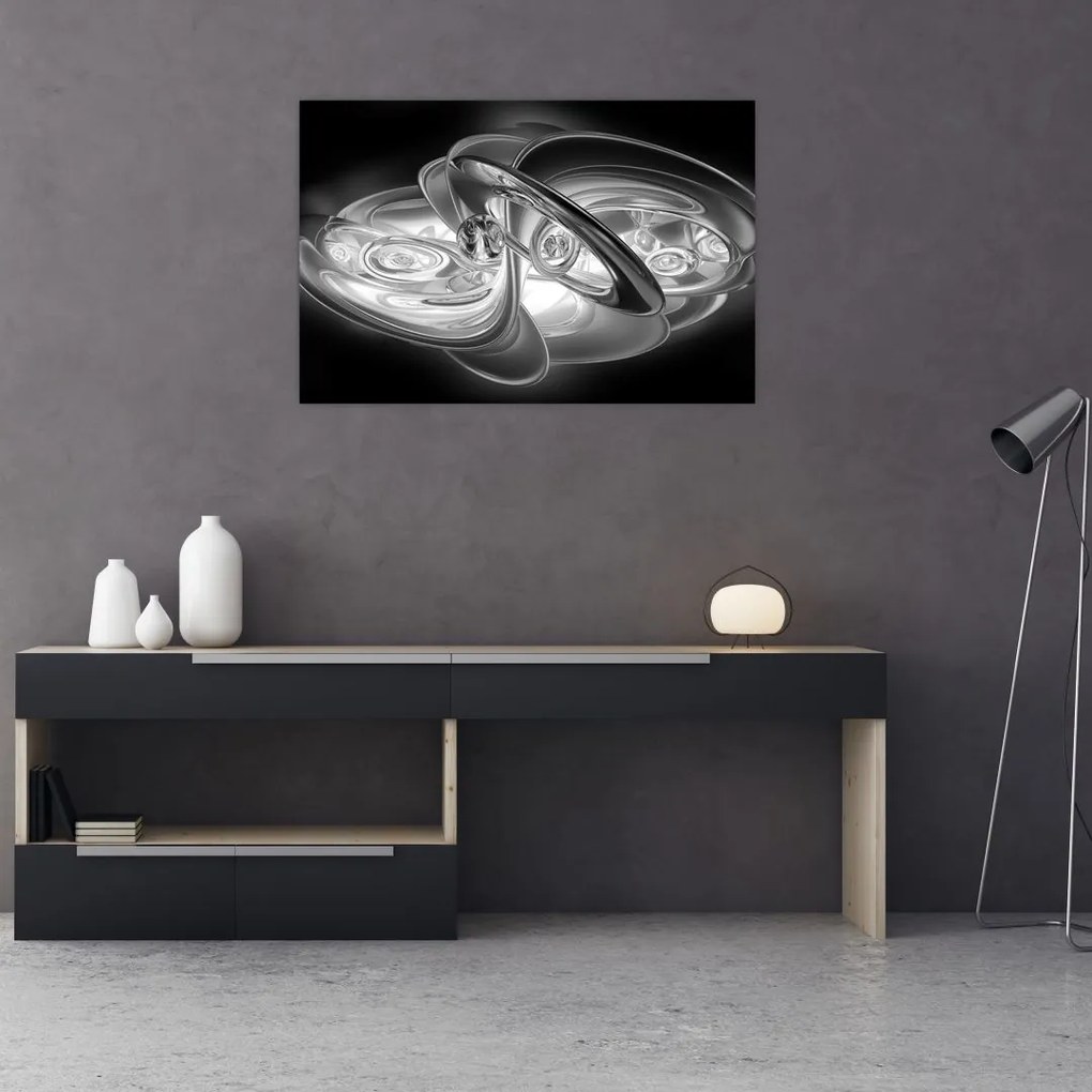 Tablou cu abstracțiune modernă în gri (90x60 cm)