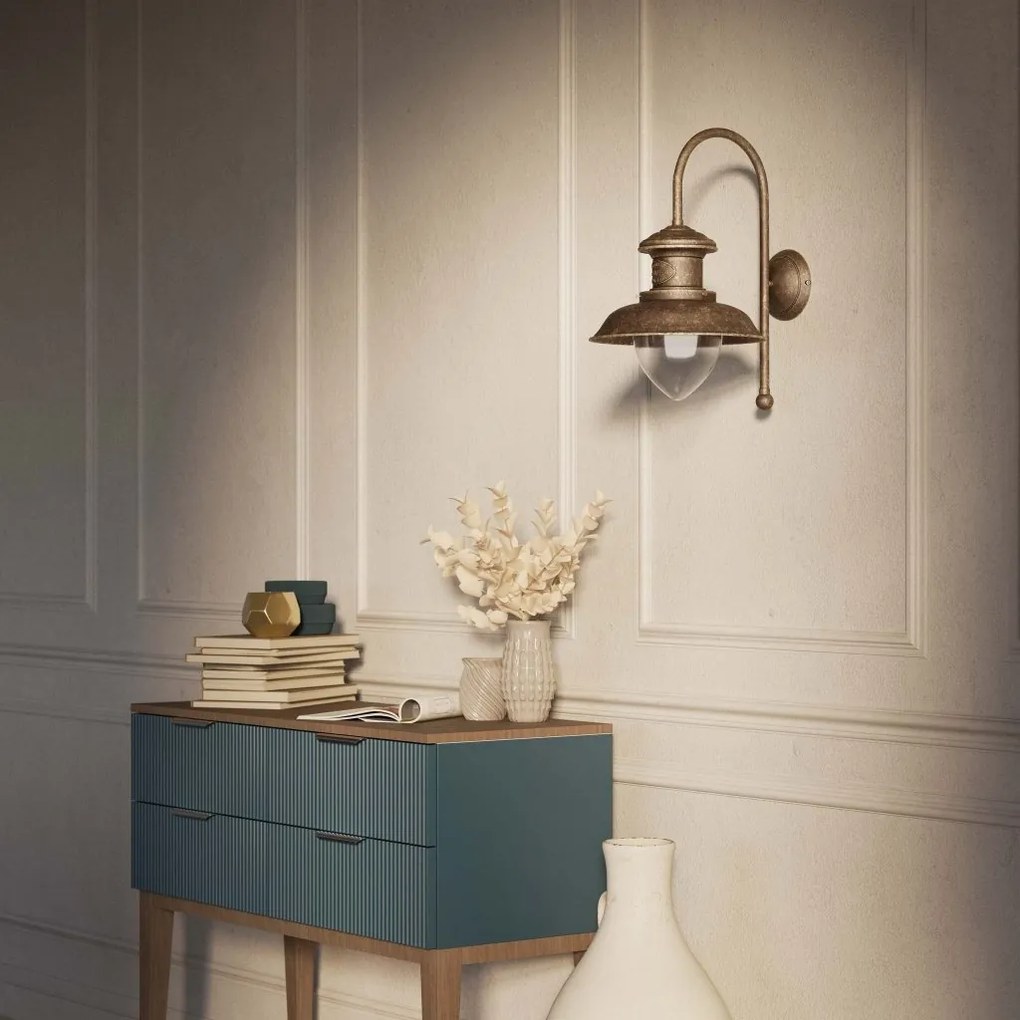 Aplica de perete stil nautic din alama si sticla Al Mare