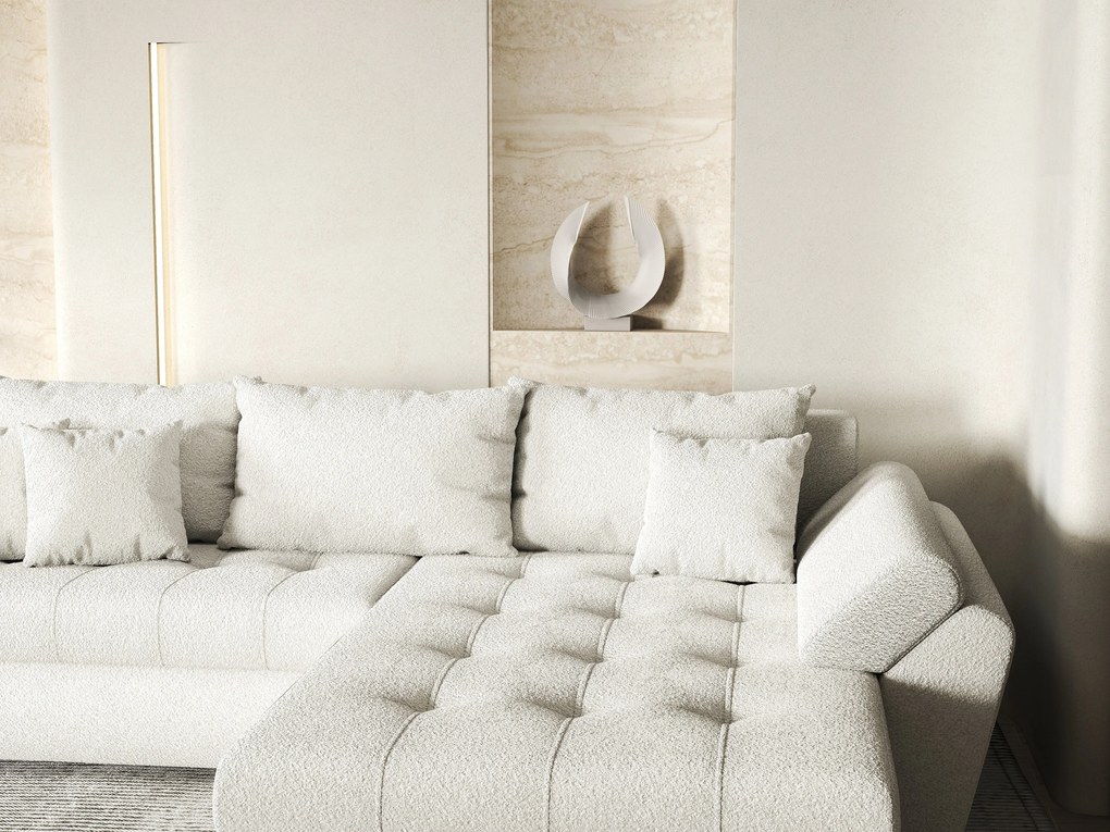 Colțar extensibil dumonde cu ladă de depozitare si sezut confortabil din spuma high-density, Loana Euphoria Ivory II 270x185 cm